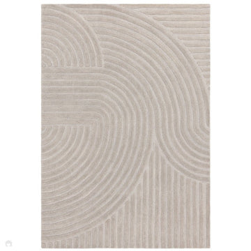 Hague Modern Plain Geometric Hand-Carved Hi-Low 3D Ridged Cut & Loop Pile Textured Wool Stone Grey Rug-Asiatic Carpets-Rug Love - The Most Loved Rug Store